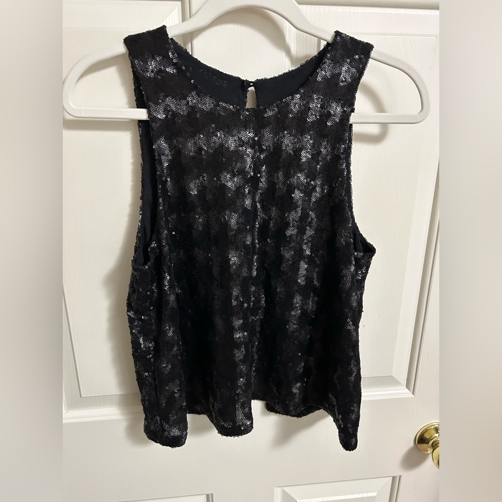 Aritzia Talula Women's Black Sequin Nylon Sleeveless Blouse‎ Party Small